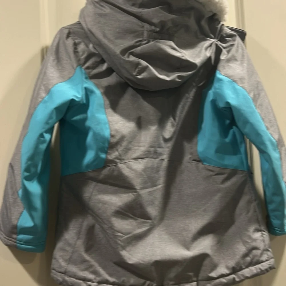 Gerry Girls ZipUp Winter Snow Ski Jacket Hood faux fur trim pockets size S 7/8